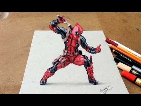 Drawing  Deadpool 3D | Desenhando o Deadpool Com Efeito 3D