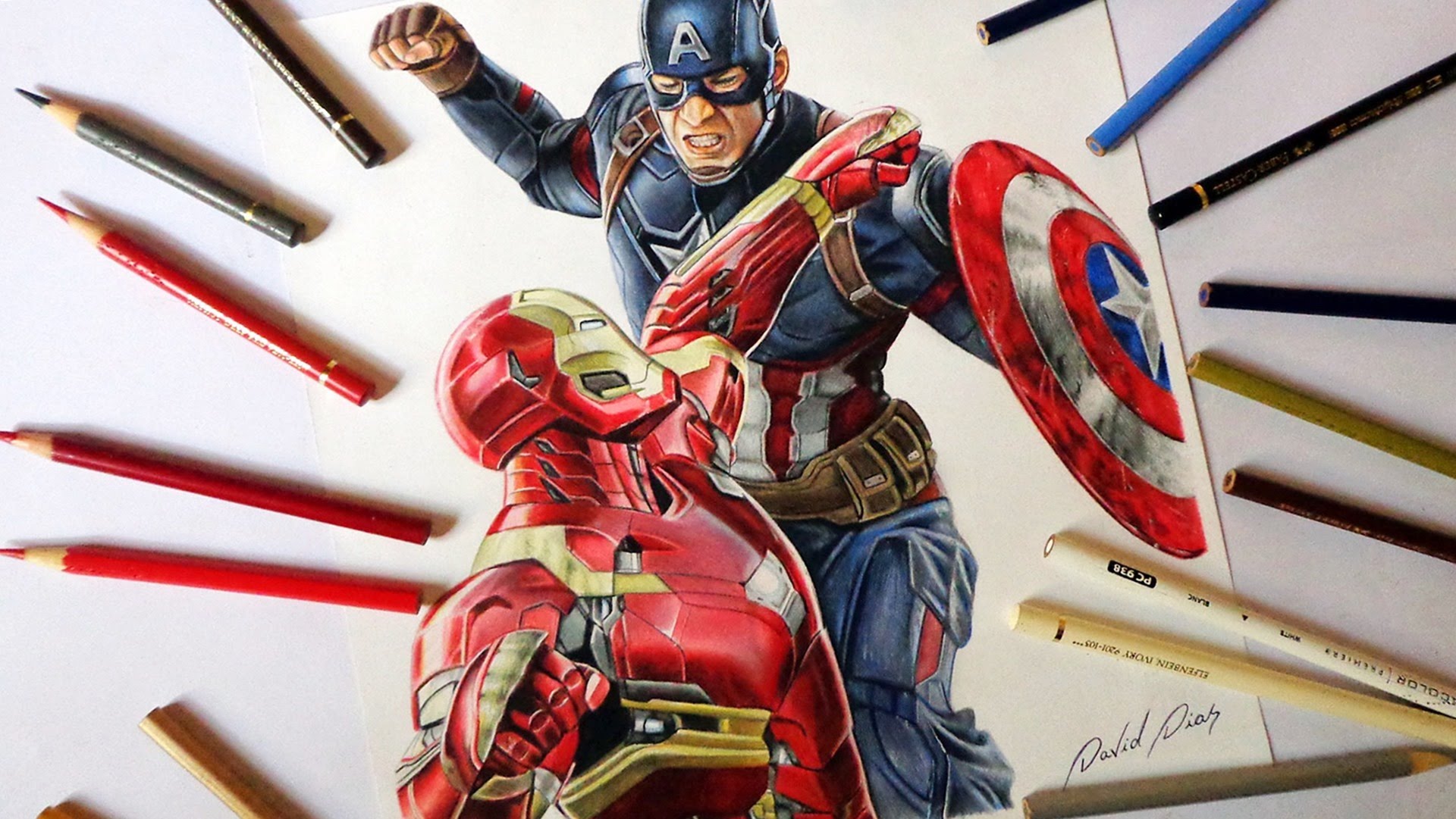 Speed Drawing: Captain America vs Iron Man (Civil War)